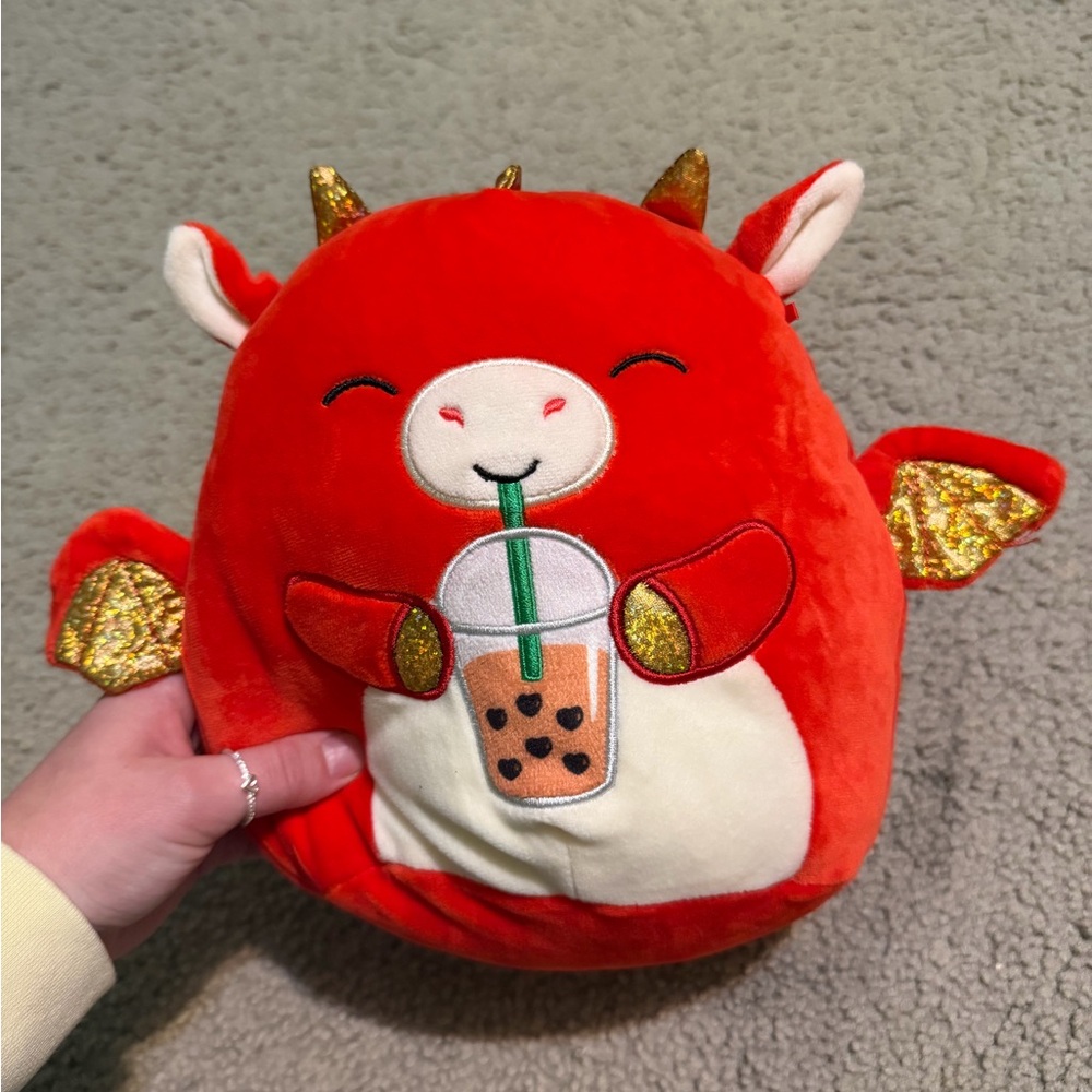 Red Dragon Plush with Boba Squishmallow